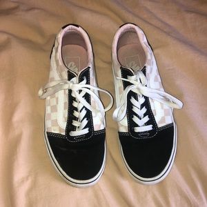vans pink and white checkered with black